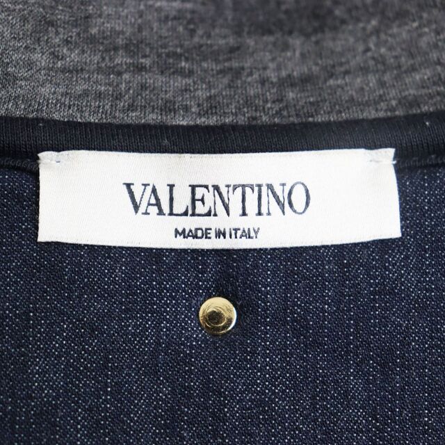 VALENTINO(ヴァレンティノ)の極美品●VALENTINO ヴァレンティノ ネオプレン リネン混 バックスタッズ ジップアップパーカー インディゴ XS イタリア製 正規品　q01-st30213-562 メンズのトップス(パーカー)の商品写真