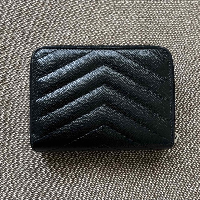 【美品】YSL 二つ折り財布 ブラック×シルバー