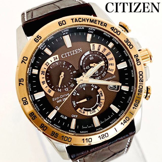 CITIZEN - 【電波時計】CITIZENシチズン 新品 男性メンズ 腕時計ブラウン レザー