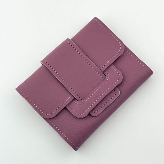 ミニ財布 ミニ ウォレット コンパクト 三つ折り財布 レディース ダスティピンク レディースのファッション小物(財布)の商品写真