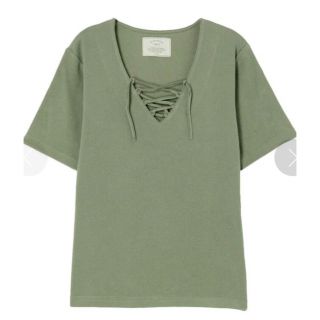 アングリッド(Ungrid)のアングリッド　アングリット　テレコレースアップTee（カーキ）半袖Tシャツ(Tシャツ(半袖/袖なし))