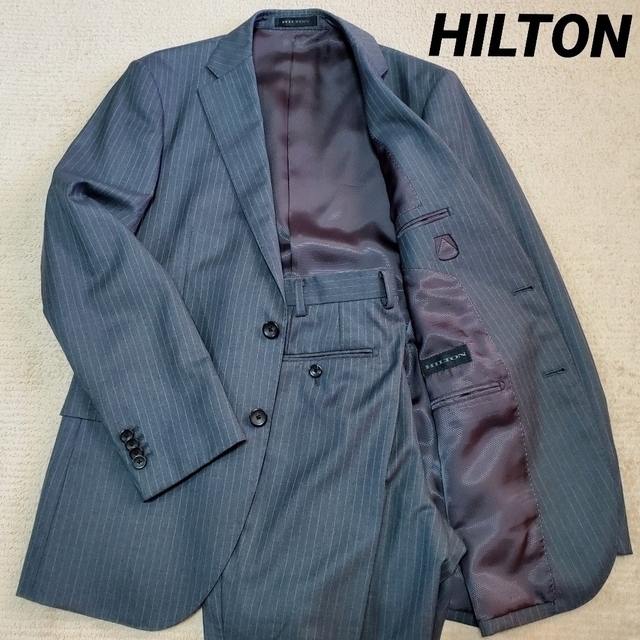 HILTON ヒルトン メンズスーツ セットアップ ブラック ストライプ