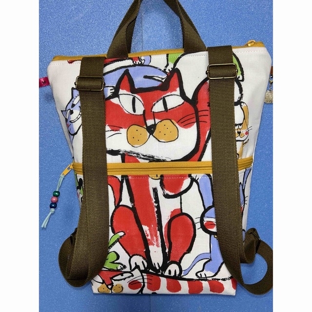 セール特価 302にゃんこ手ぬぐいリメイクトートリュック(内ポケット セール特価 302にゃんこ手ぬぐいリメイクトートリュック(内ポケット