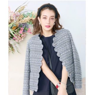 チェスティ(Chesty)のChestyスカラップツイードジャケット(ノーカラージャケット)