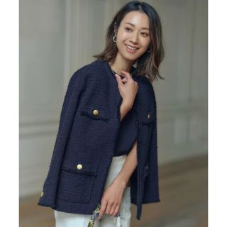 ニジュウサンク(23区)の完売★新品★タグ付き★ 23区　スラブファンシー ツイード ジャケット(ノーカラージャケット)