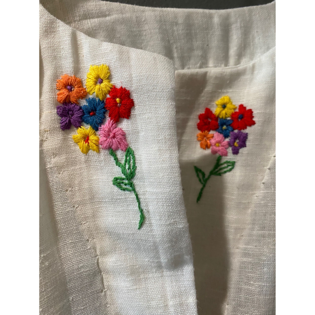 ビンテージ アンティーク 70s USA 花 刺繍 ハンドメイドワンピース 美品