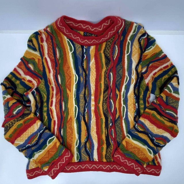 COOGI(クージー)のクージー　セーター　ニット　メンズ　総柄　レッド　#M    r463 メンズのトップス(ニット/セーター)の商品写真