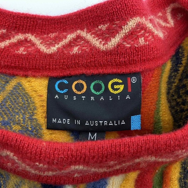 COOGI(クージー)のクージー　セーター　ニット　メンズ　総柄　レッド　#M    r463 メンズのトップス(ニット/セーター)の商品写真