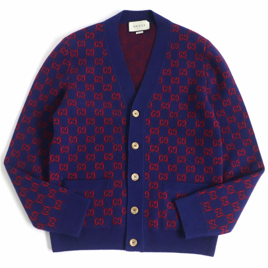 極美品□20SS GUCCI/グッチ 597724 GG総柄 ウール×カシミヤ ロゴシェル