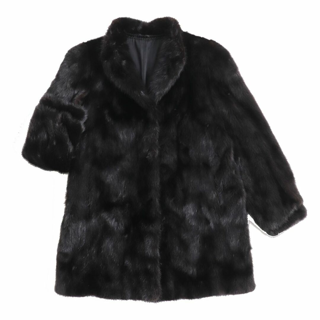 美品☆MINK ミンク 本毛皮コート ダークブラウン(ブラックに近い) 13