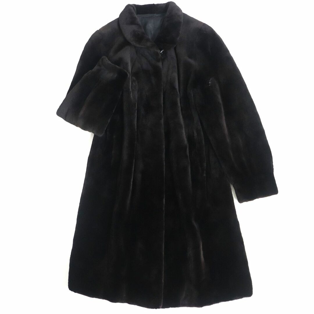美品▽SAGA MINK サガシェアードミンク 本毛皮ロングコート ダーク