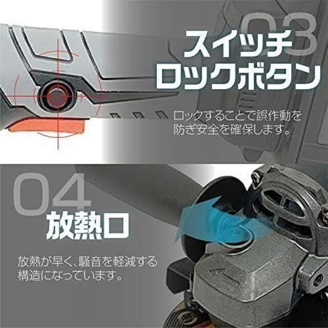 ディスクグラインダー コードレス 研磨機 加工 コンクリート 木材 切断 566