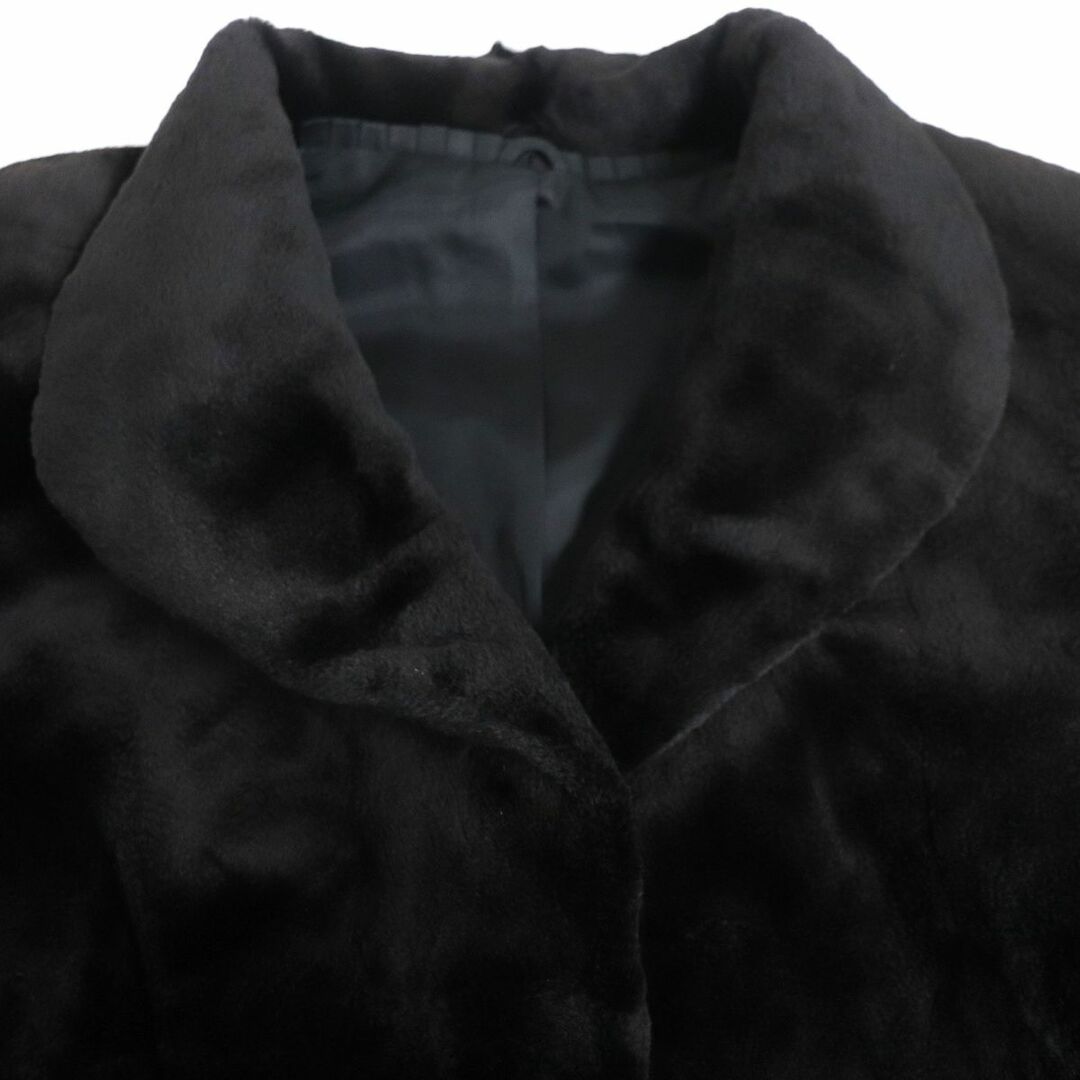 毛並み極美品▼OS FUR MINK シェアードミンク 本毛皮コート ブラック F 毛質柔らか◎ 極美品▼OS FUR MINK シェアードミンク 本毛皮ロングコート ブラック F 毛質柔らか◎