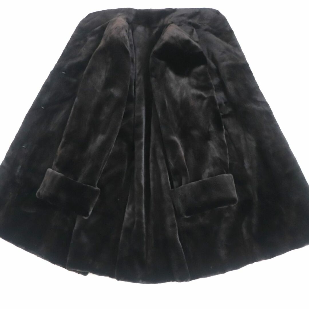 毛並み極美品▼OS FUR MINK シェアードミンク 本毛皮コート ブラック F 毛質柔らか◎ 極美品▼OS FUR MINK シェアードミンク 本毛皮ロングコート ブラック F 毛質柔らか◎