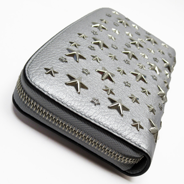 ジミーチュウ JIMMY CHOO ラウンドファスナー長財布 スタースタッズ レザー/メタル シルバー シルバー ユニセックス 送料無料【中古】 h29059g