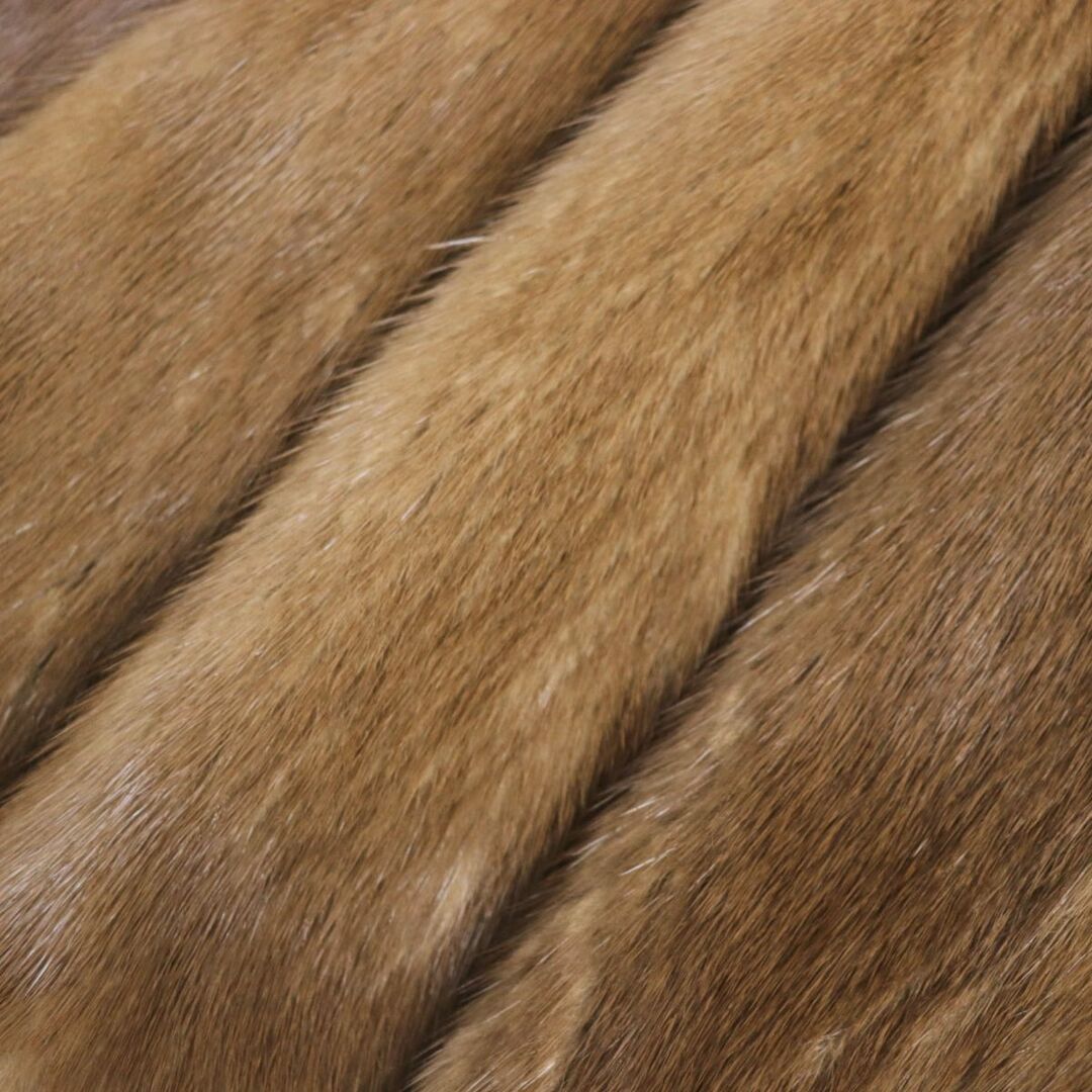 毛並み美品★MINK パステルミンク 本毛皮コート ライトブラウン 13号 毛質艶やか・柔らか◎