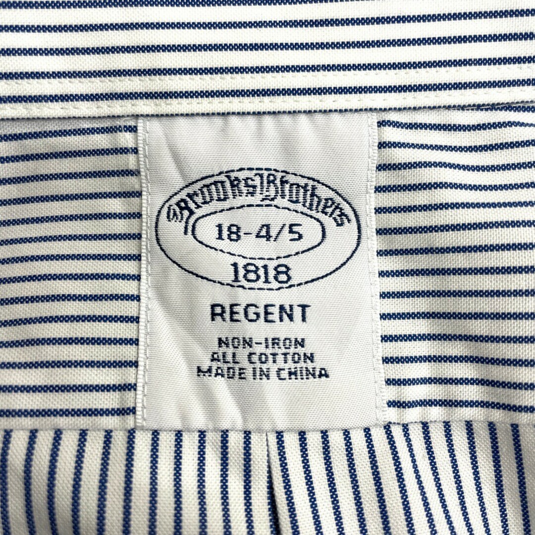 Brooks Brothers(ブルックスブラザース)の【中古】 ブルックス ブラザーズ BROOKS BROTHERS 1818 オックスフォード シャツ ストライプ柄 ロングスリーブ 長袖 サイズ：18-4/5 ホワイト×ブルー 古着 中古 mellow REGENT メンズのトップス(シャツ)の商品写真