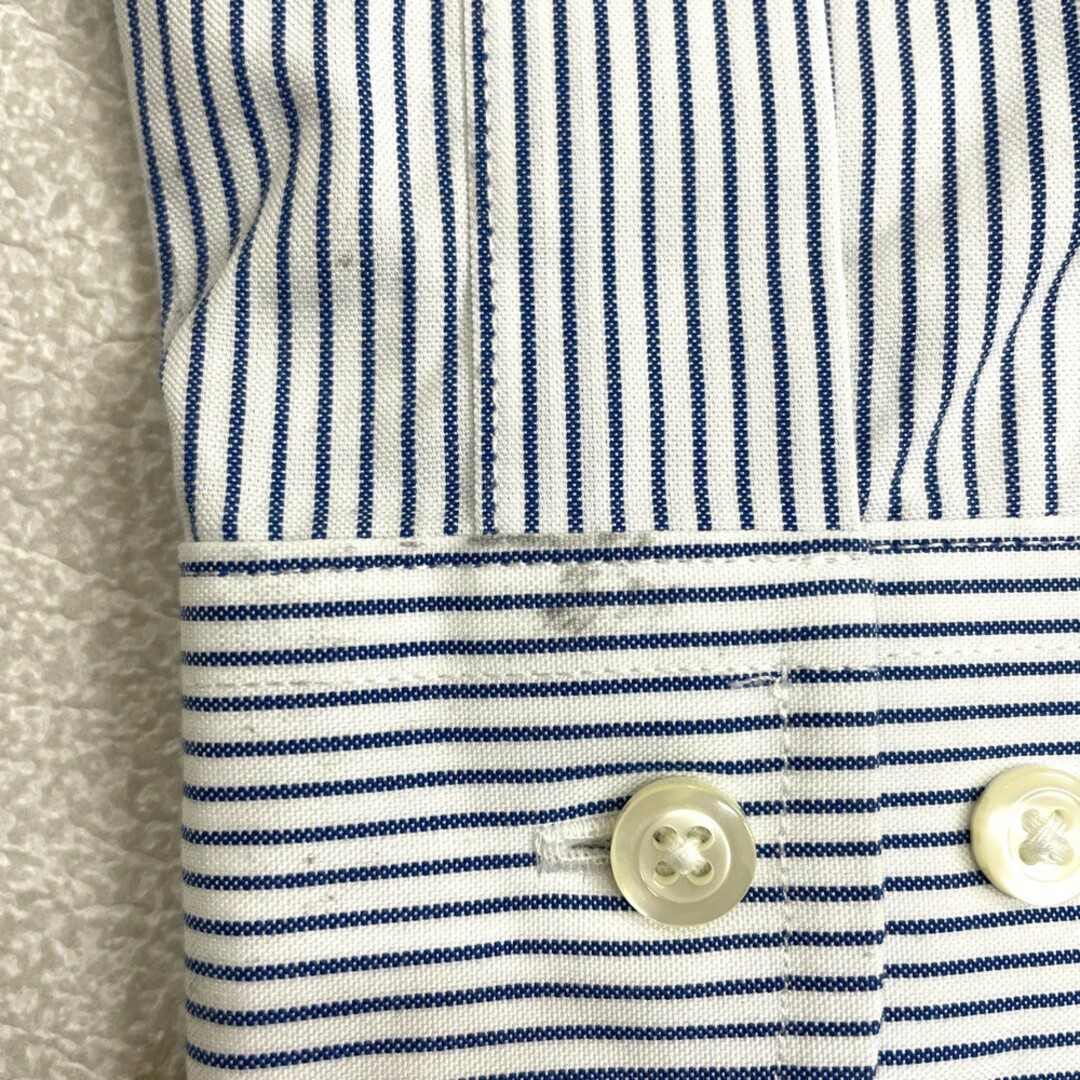 Brooks Brothers(ブルックスブラザース)の【中古】 ブルックス ブラザーズ BROOKS BROTHERS 1818 オックスフォード シャツ ストライプ柄 ロングスリーブ 長袖 サイズ：18-4/5 ホワイト×ブルー 古着 中古 mellow REGENT メンズのトップス(シャツ)の商品写真