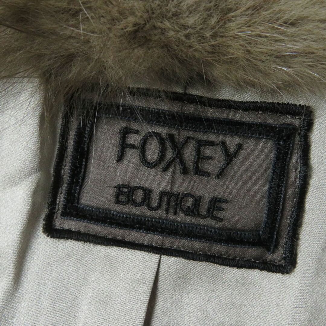 美品◇正規品 FOXEY フォクシー 38756 襟セーブルファー付 裏地シルク カシミヤ50% 超ロングコート ダークブラウン 焦げ茶 レディース 40