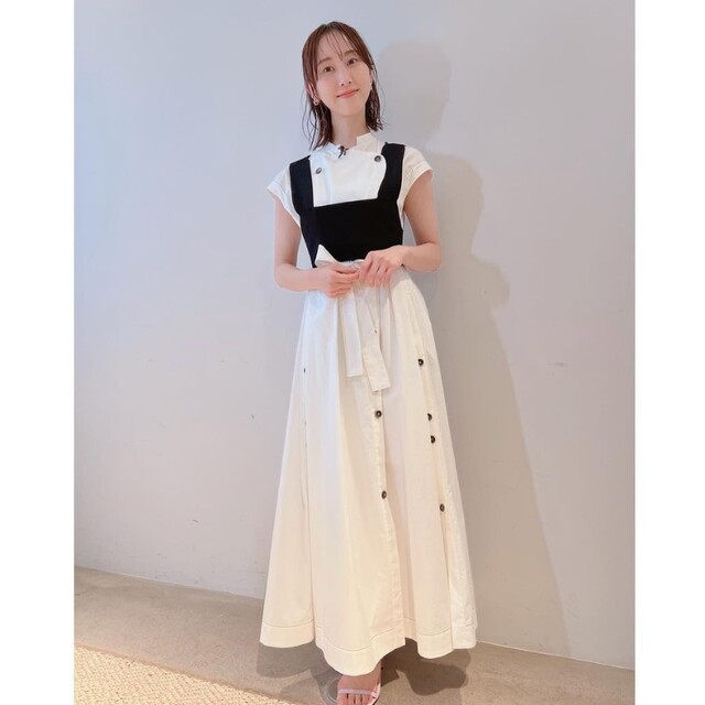 ワンピース【松井玲奈着用】22AW ENFOLD スリーブコンビロングワンピース