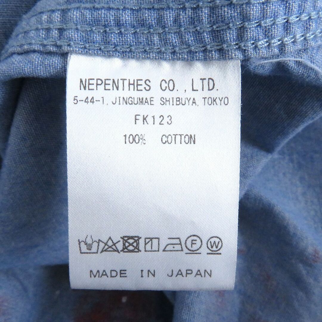 未使用品□ニードルズ FK123 ND EL/PACH WORK ペイント加工 コットン100％ ロングスリーブ シャンブレーシャツ ブルー系 XS 日本製 正規品