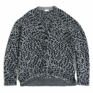 サンローラン(Saint Laurent)の極美品□19AW サンローランパリ 577643 シェブロン柄 ウール×モヘア ニットカーディガン/セーター グレー L イタリア製 正規品 メンズ(ニット/セーター)