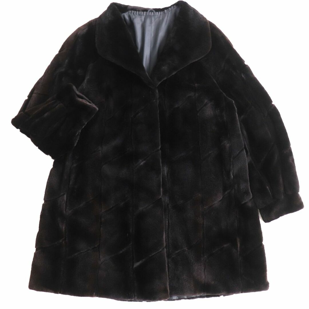 極美品☆SAGA MINK シェアードミンク デザイン 本毛皮コート ダーク
