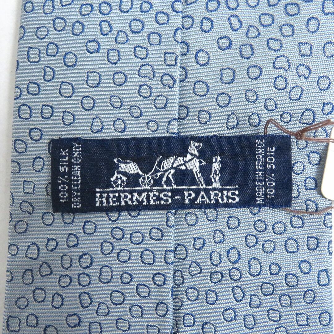 未使用品□HERMES/エルメス 水玉総柄 ロゴ入り シルク100％ ネクタイ