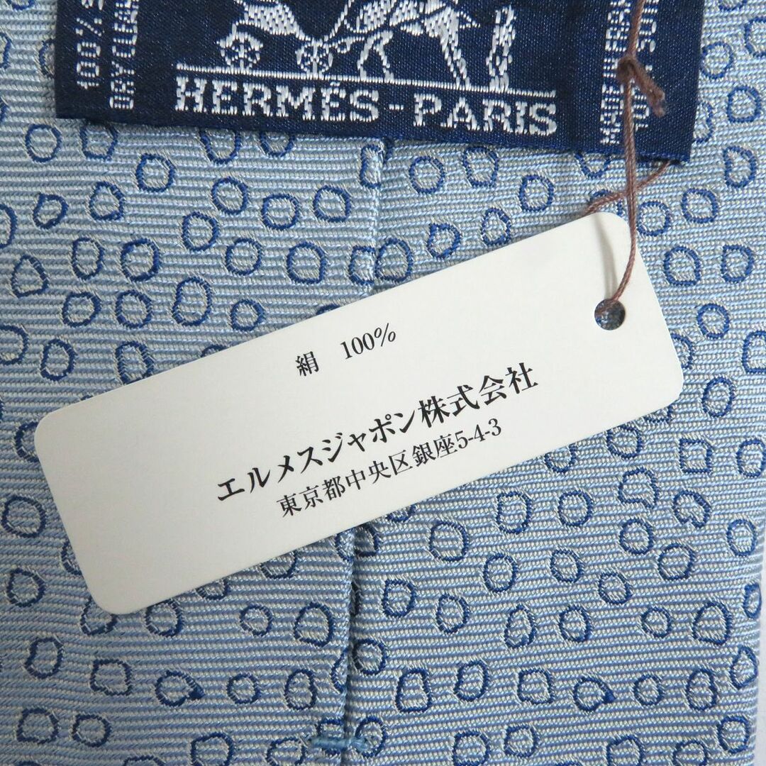 未使用品□HERMES/エルメス 水玉総柄 ロゴ入り シルク100％ ネクタイ