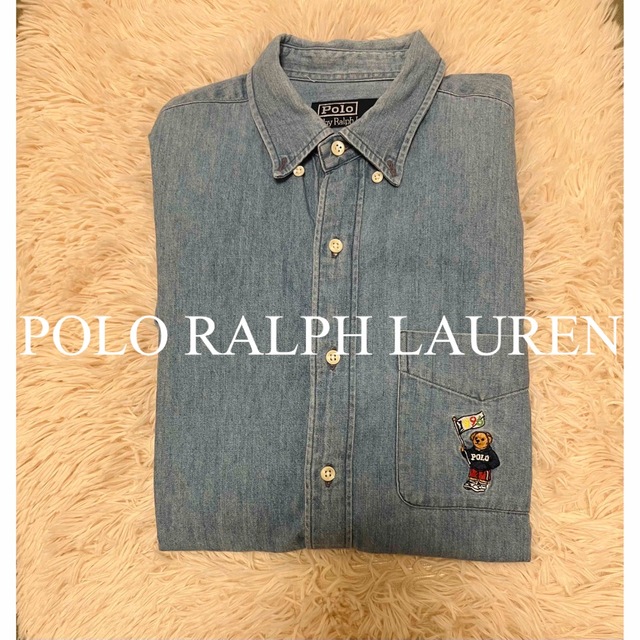 POLO RALPH LAUREN(ポロラルフローレン)のポロ　ラルフローレン　ポロベア　デニムシャツ　シャツ　90'S 人気　完売　クマ レディースのトップス(シャツ/ブラウス(長袖/七分))の商品写真