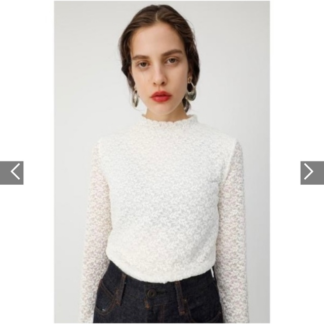 moussy(マウジー)のLACE L／S トップス　ホワイト　アイボリー　レース レディースのトップス(シャツ/ブラウス(長袖/七分))の商品写真