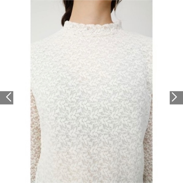 moussy(マウジー)のLACE L／S トップス　ホワイト　アイボリー　レース レディースのトップス(シャツ/ブラウス(長袖/七分))の商品写真