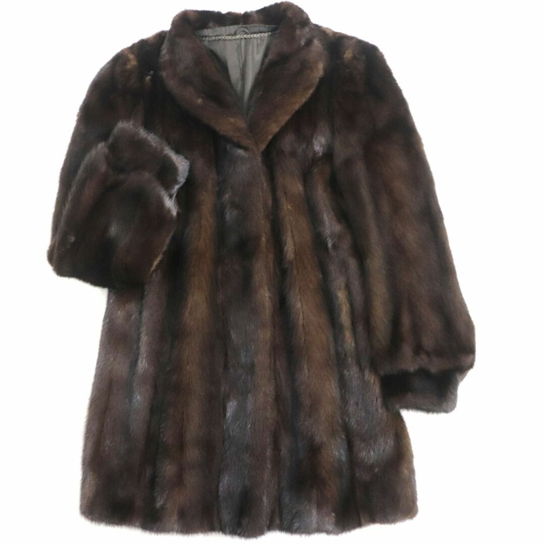 毛並み極美品▽MINK ミンク 本毛皮コート ダークブラウン 毛質艶やか ...
