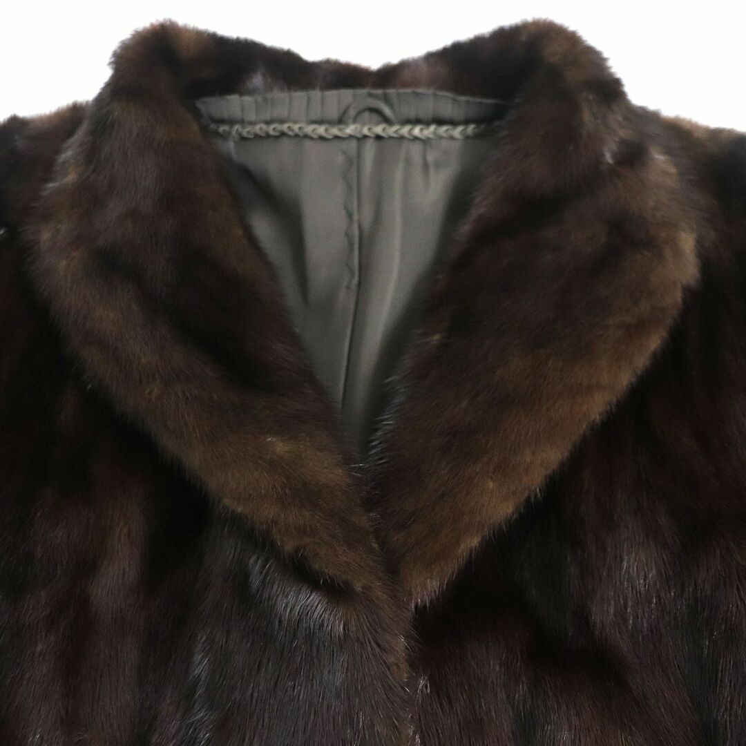 毛並み極美品▽MINK ミンク 本毛皮コート ダークブラウン 毛質艶やか ...