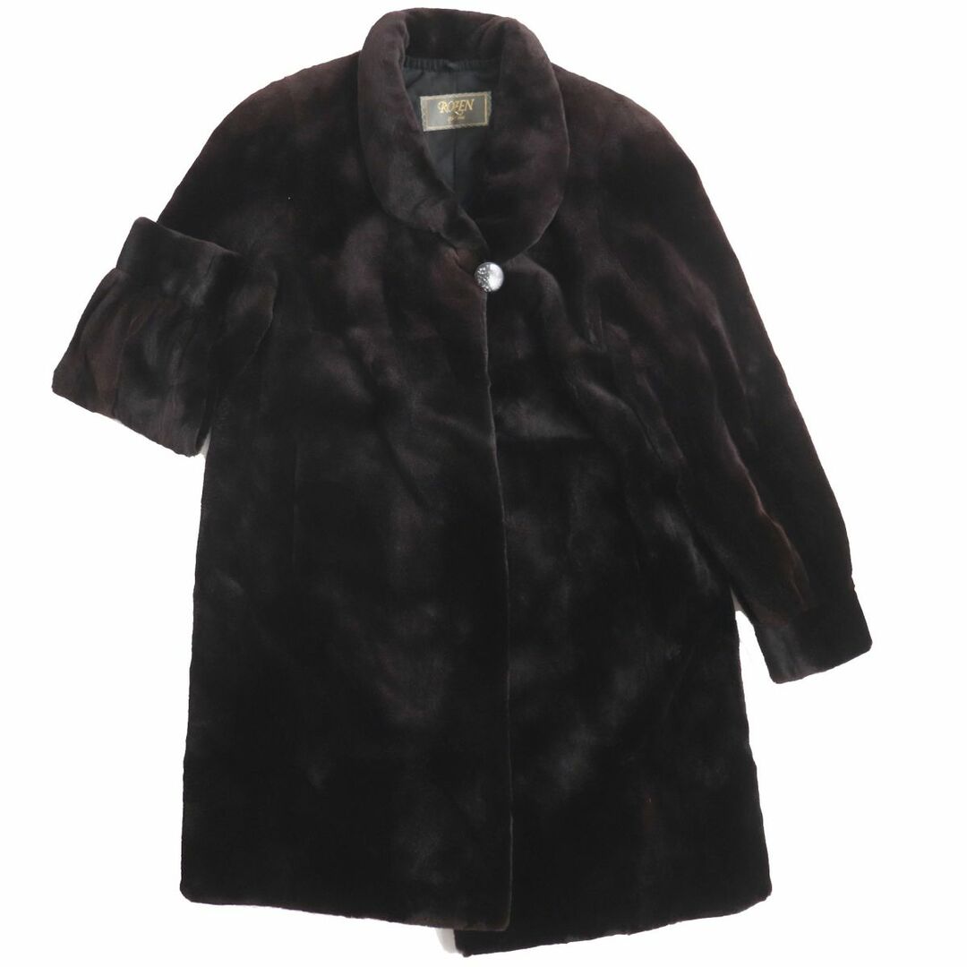 極美品☆MINK シェアードミンク セミロング 本毛皮コート F ダーク