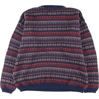 90年代 USA製 WOOLRICH ウールリッチ クルーネック ニット セーター ローゲージ 総柄 フェアアイル ブラウン系 (メンズ L)   O5305