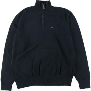 トミーヒルフィガー(TOMMY HILFIGER)の古着 トミーヒルフィガー TOMMY HILFIGER コットンニットハーフジップセーター メンズL /eaa319164(ニット/セーター)