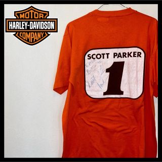 ハーレーダビッドソン(Harley Davidson)のハーレーダビッドソン オレンジ XL 80S USA製ヴィンテージTシャツ(Tシャツ/カットソー(半袖/袖なし))