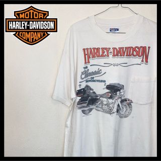 ハーレーダビッドソン(Harley Davidson)のハーレーダビッドソン ホワイト XL 80S USA製ヴィンテージTシャツ(Tシャツ/カットソー(半袖/袖なし))