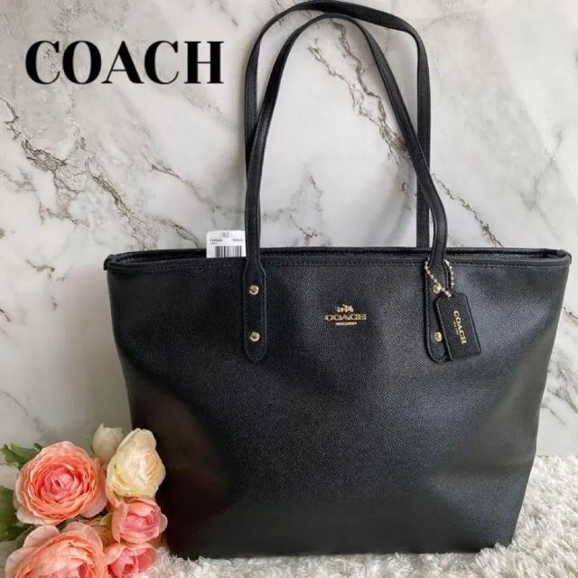 未使用タグ付☆COACH コーチ☆トートバッグ☆大きめ☆A4 ブラック