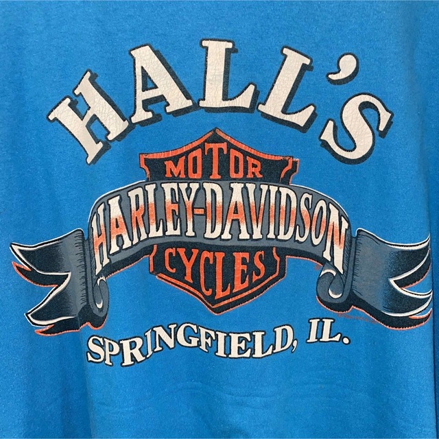 Harley Davidson(ハーレーダビッドソン)のハーレーダビッドソン ブルー系 XL 90S USA製ヴィンテージTシャツ メンズのトップス(Tシャツ/カットソー(半袖/袖なし))の商品写真