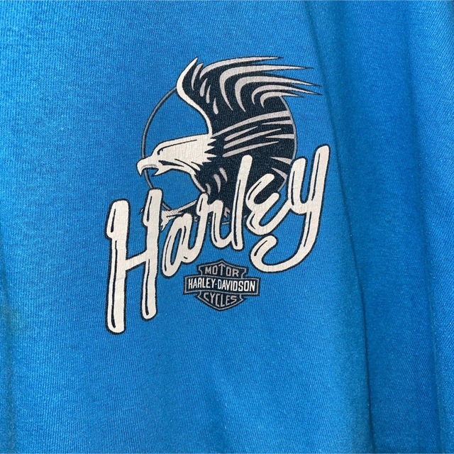 Harley Davidson(ハーレーダビッドソン)のハーレーダビッドソン ブルー系 XL 90S USA製ヴィンテージTシャツ メンズのトップス(Tシャツ/カットソー(半袖/袖なし))の商品写真