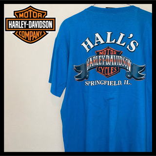 ハーレーダビッドソン(Harley Davidson)のハーレーダビッドソン ブルー系 XL 90S USA製ヴィンテージTシャツ(Tシャツ/カットソー(半袖/袖なし))