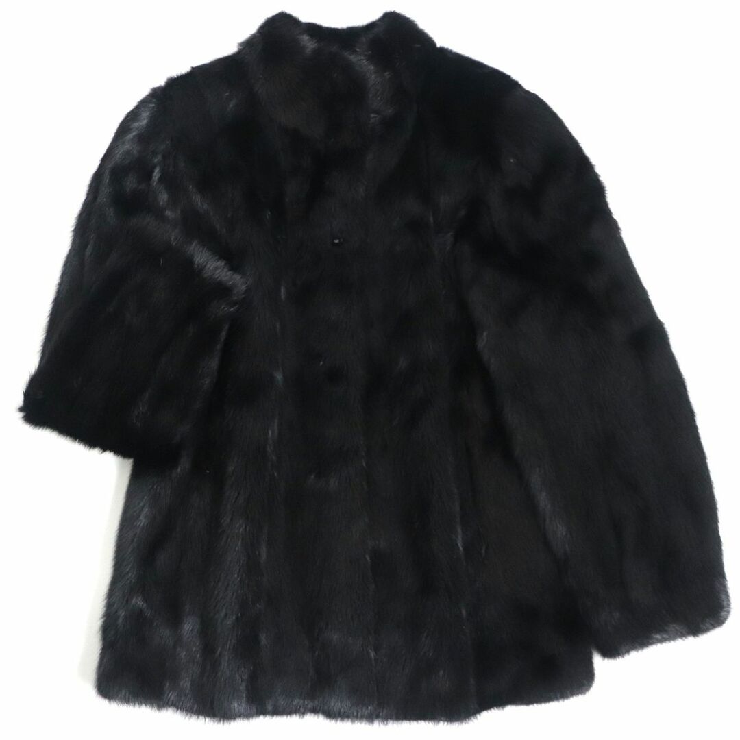 極美品▽MINK ミンク 本毛皮コート ブラック 毛質艶やか・柔らか