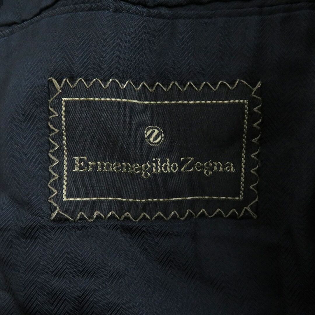 良品□Ermenegildo Zegna/エルメネジルドゼニア　カシミヤ　ステンカラーコート/ロングコート　ネイビー　メンズXLサイズ相当　イタリア製