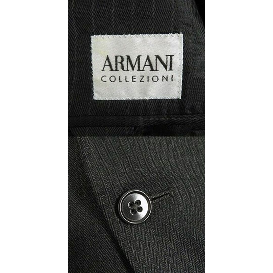 良品□ARMANI COLLEZIONI/アルマーニコレツィオーニ ヘリンボーン/裏地ストライプ柄 シングルスーツ 上下セットアップ グレー 46R 正規品 5