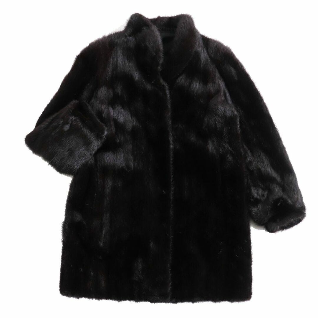 毛並み美品☆SAGA MINK サガミンク 逆毛 本毛皮コート ダークブラウン