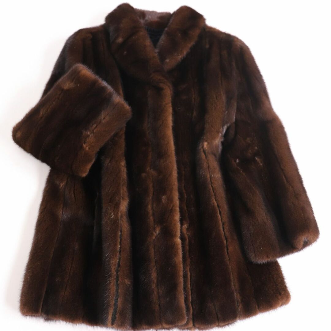 毛並み美品☆EMBA エンバ MINK ミンク 本毛皮コート 11 ブラウン