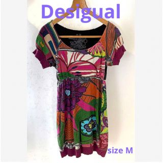 デシグアル(DESIGUAL)の【値下げ】Desigual デシグアル ミニワンピース 花柄 エキゾチック(ミニワンピース)