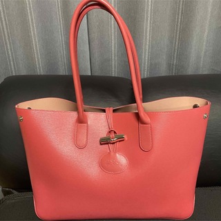 ロンシャン(LONGCHAMP)のロンシャン　ROSEAU レザー トートバッグ ピンクレッド(トートバッグ)